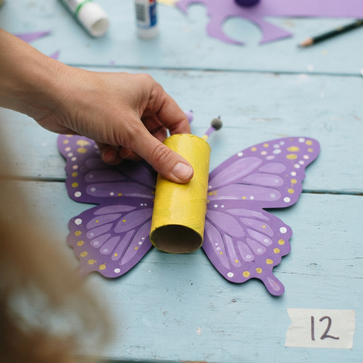 recycled cardboard-roll butterfly