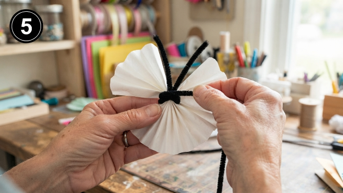 Wrapping pipe cleaner around coffee filters