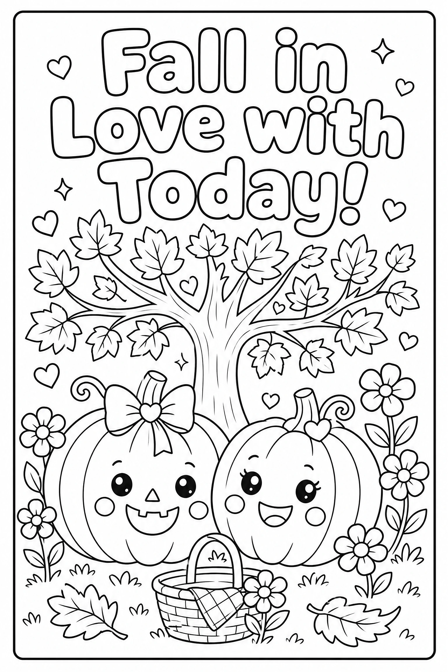 Fall in love with today pumpkin coloring page