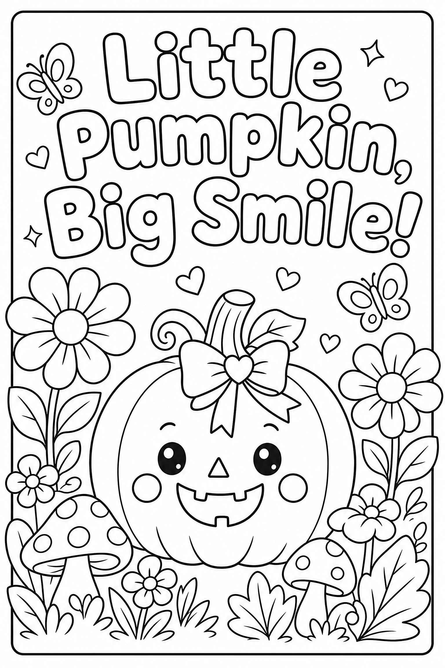 Little pumpkin big smile coloring page
