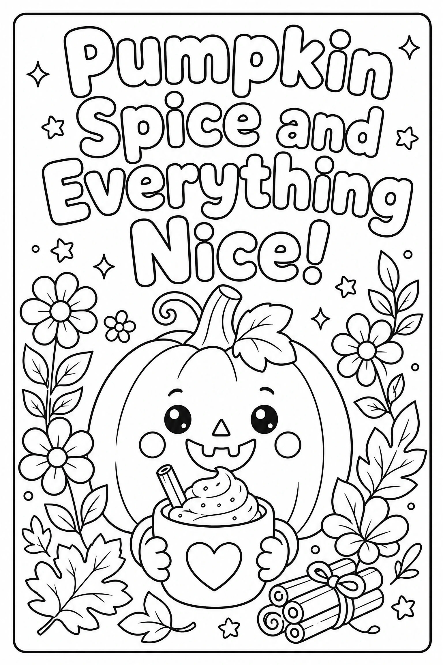 Pumpkin spice and everything nice coloring page