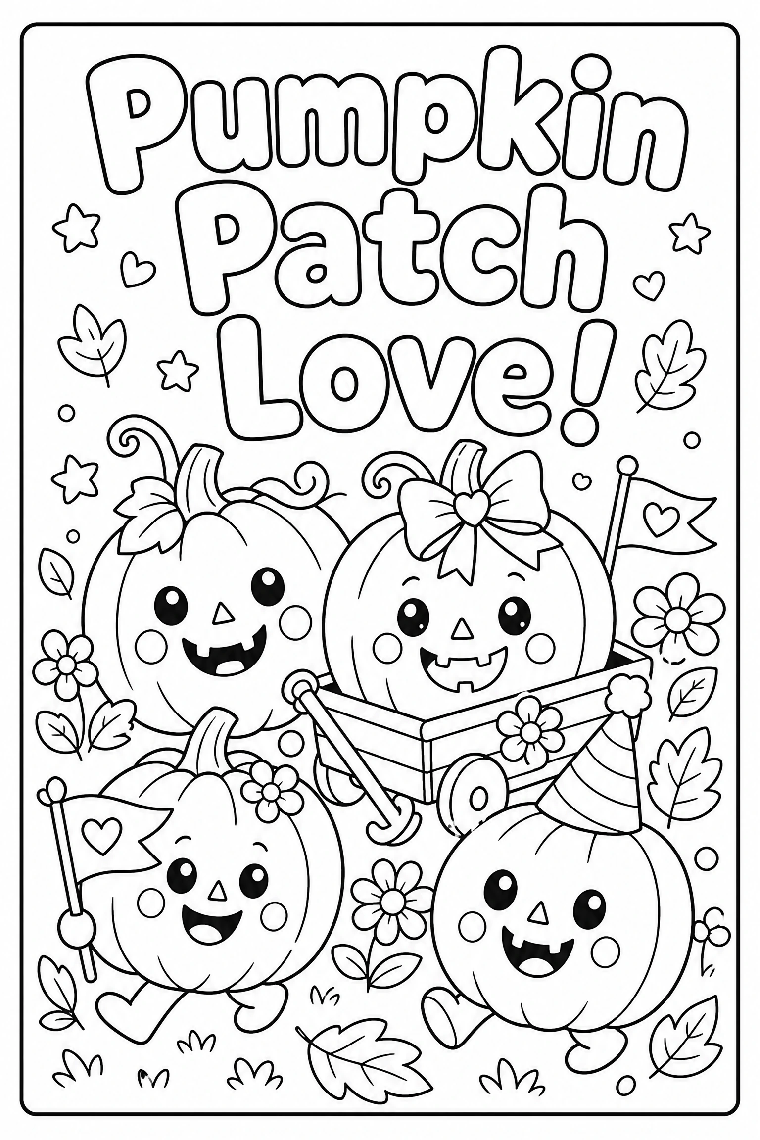 Pumpkin patch love coloring page