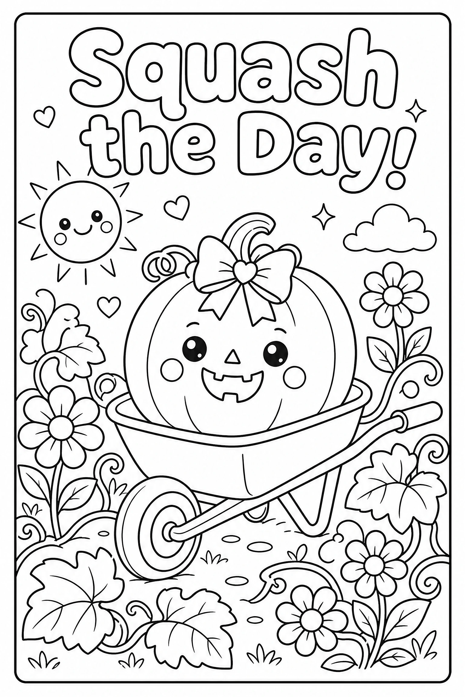 Squash the day pumpkin coloring page