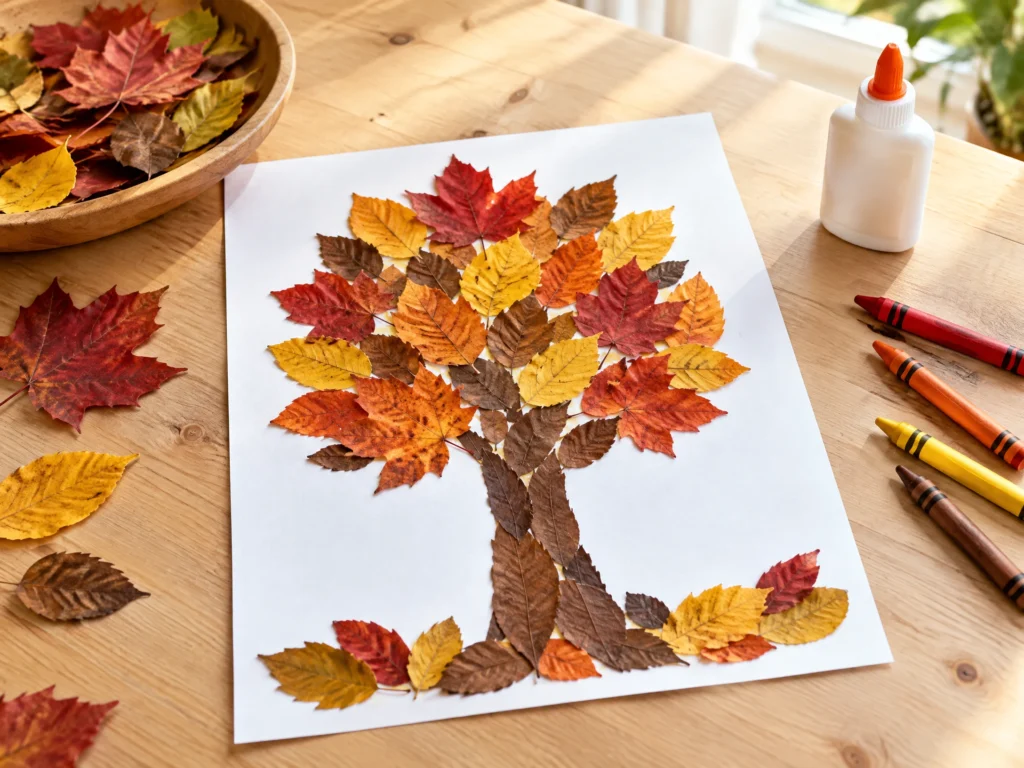 Leaf color collage activity for kids