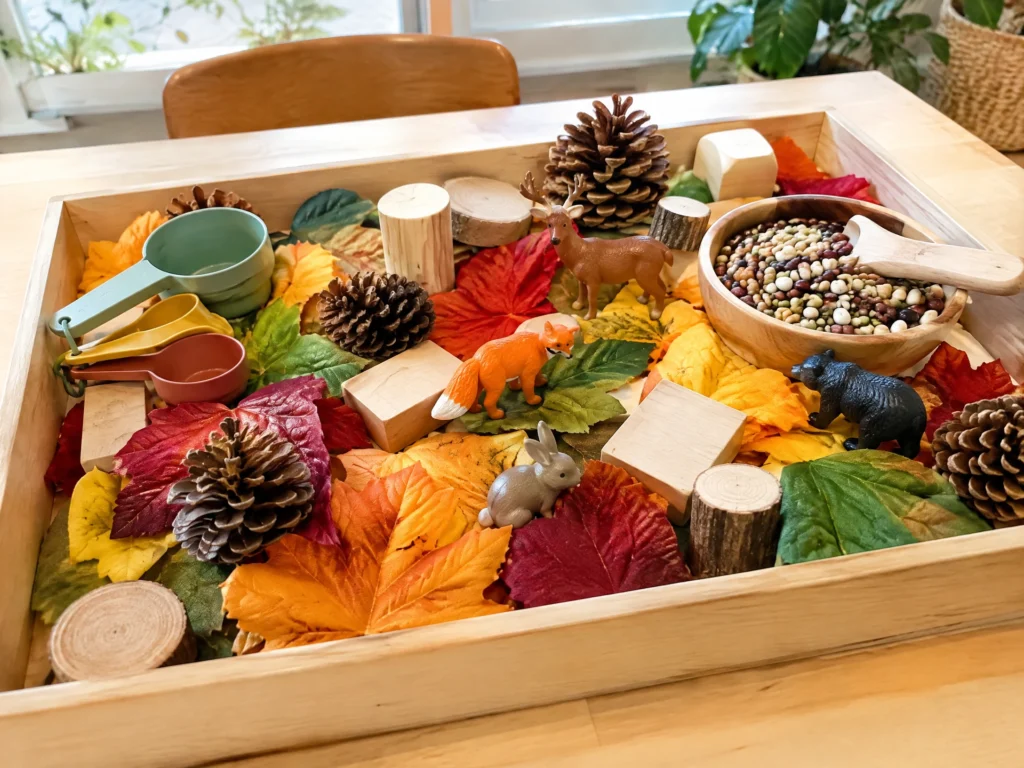 Fall sensory tray activity
