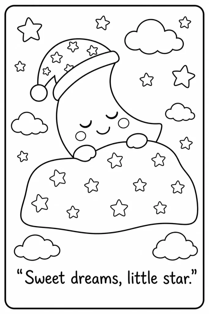Sweet dreams little star coloring page