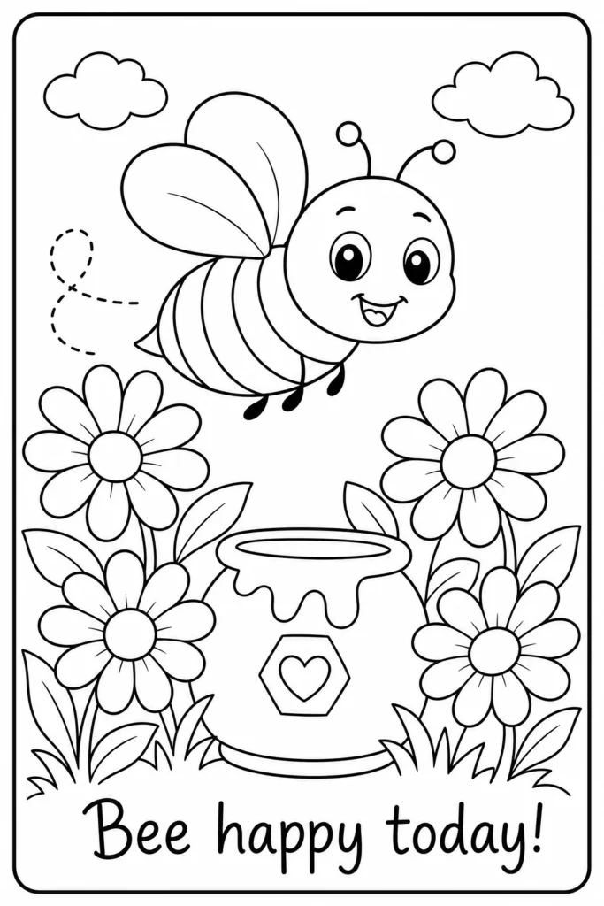 Bee happy today coloring page