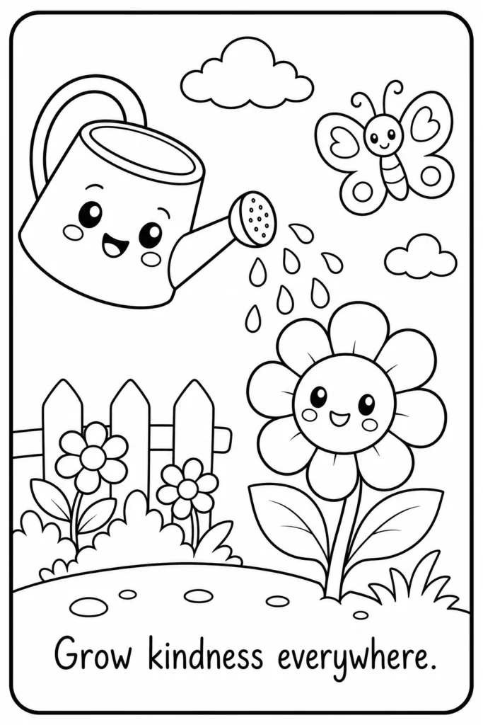 Grow kindness everywhere flower coloring page