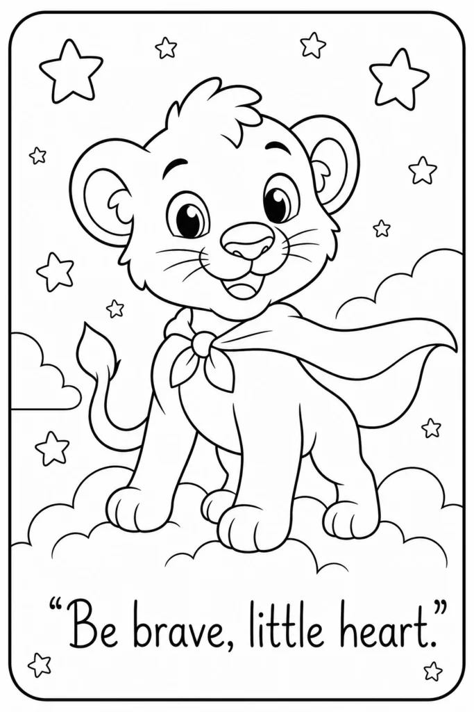 Be brave little heart lion coloring page