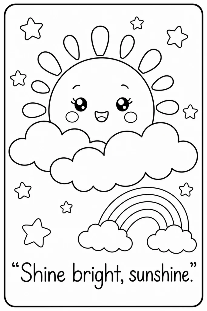 Shine bright sunshine coloring page