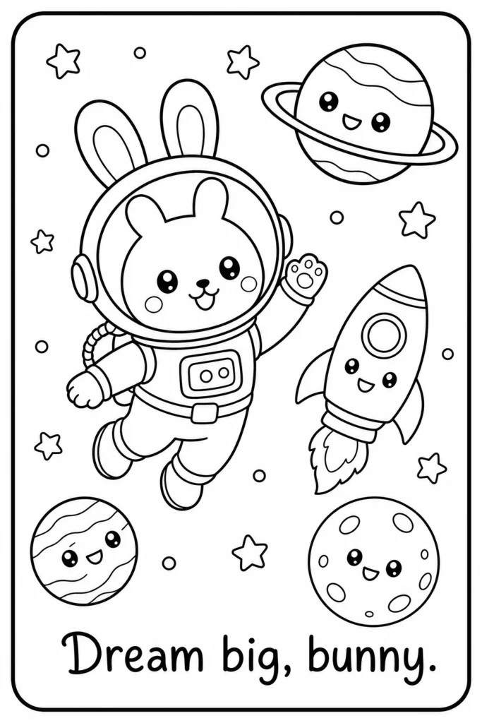Dream big bunny coloring page