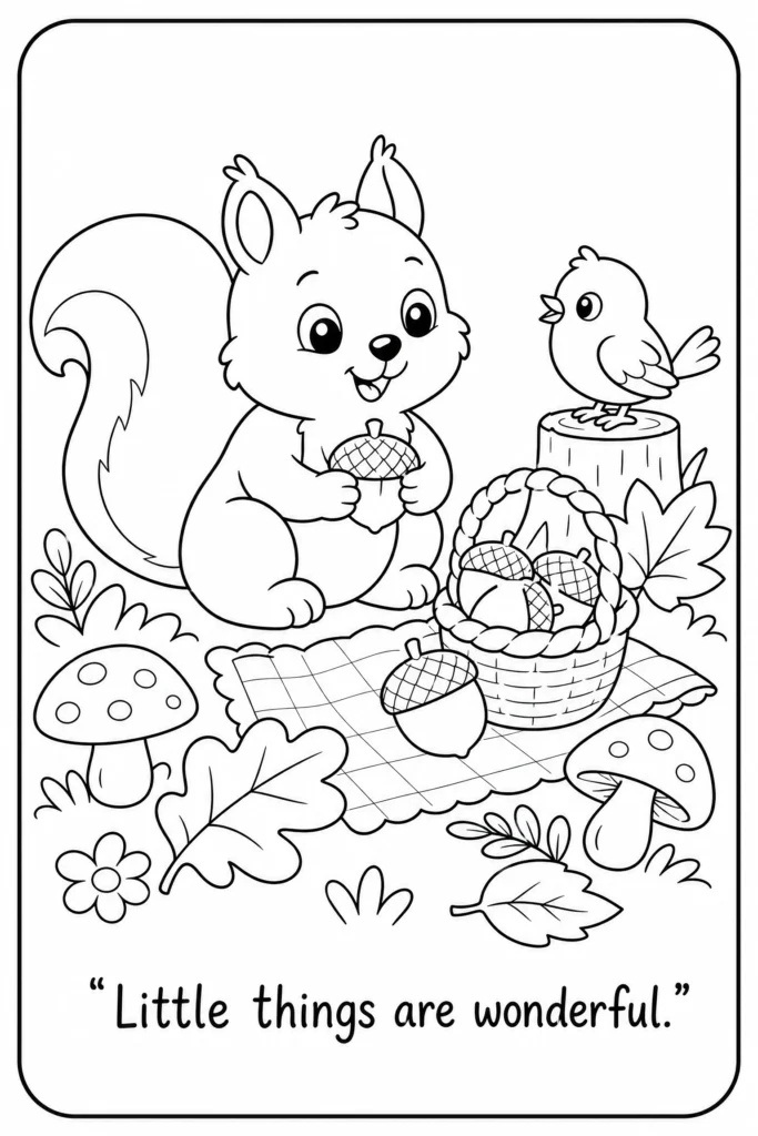 Little things are wonderful squirrel coloring page