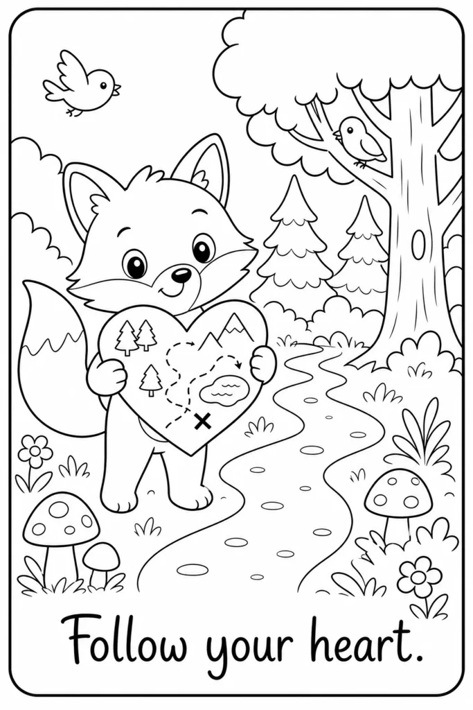 Follow your heart fox coloring page