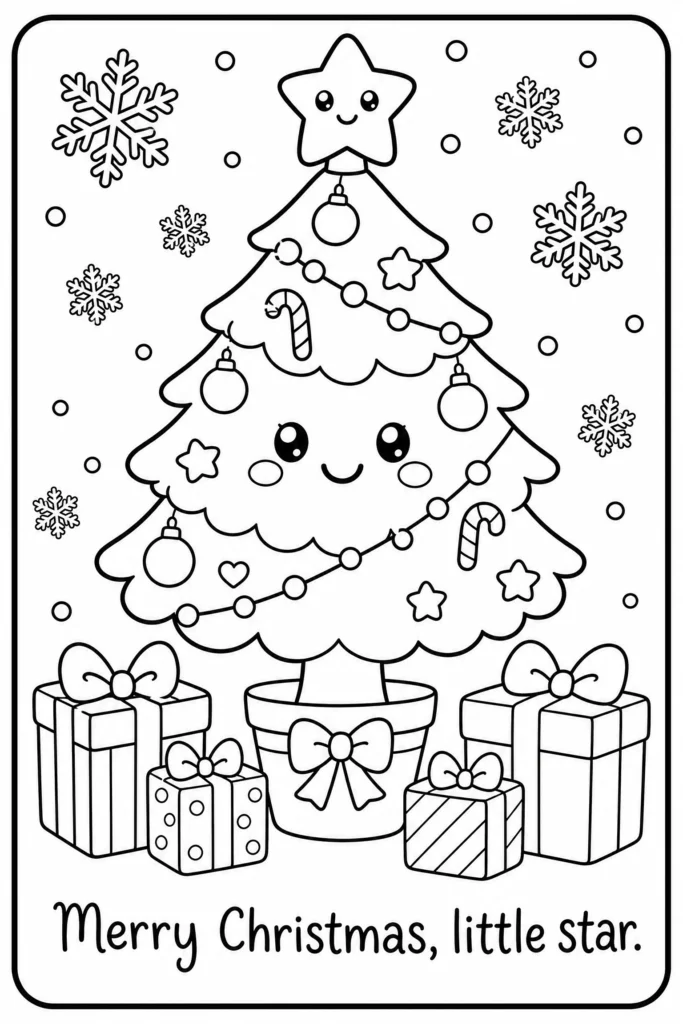 Merry Christmas little star coloring page