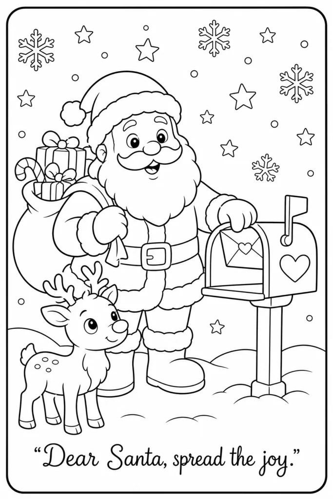 Dear Santa spread the joy coloring page