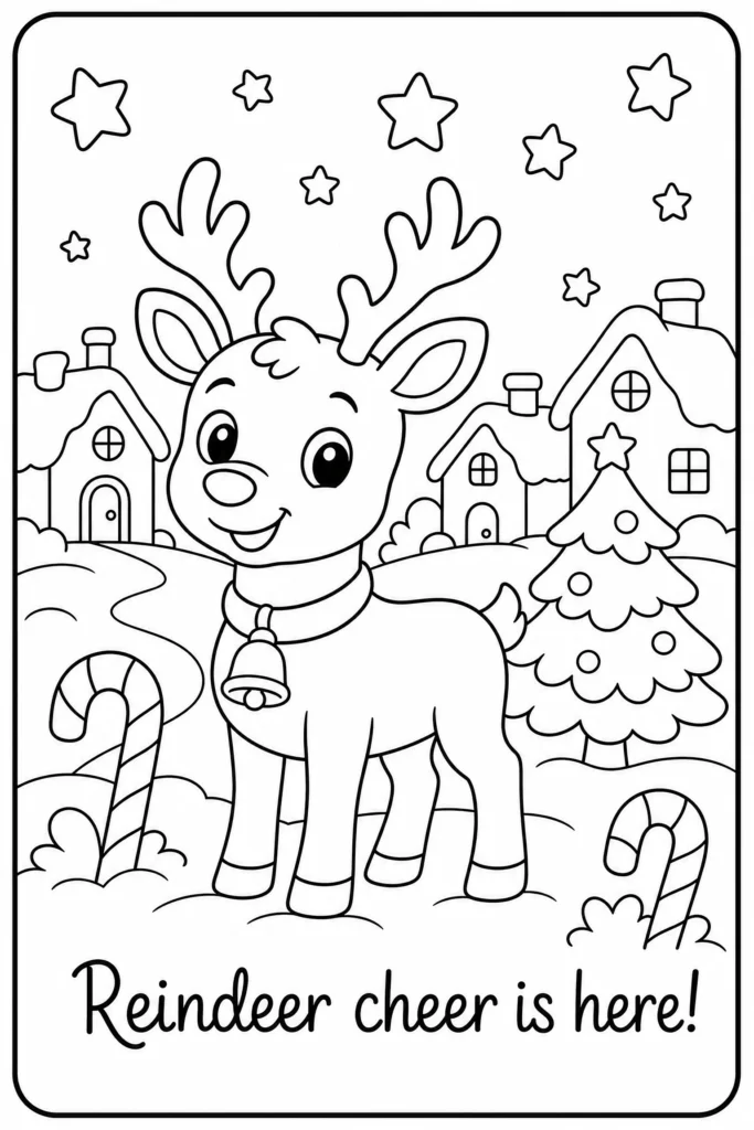 Reindeer cheer is here coloring page