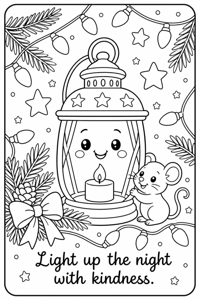 Light up the night with kindness coloring page