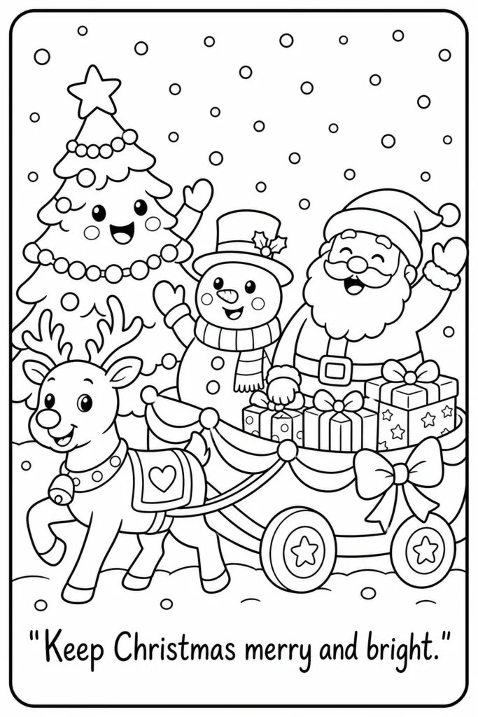 Keep Christmas merry and bright coloring page