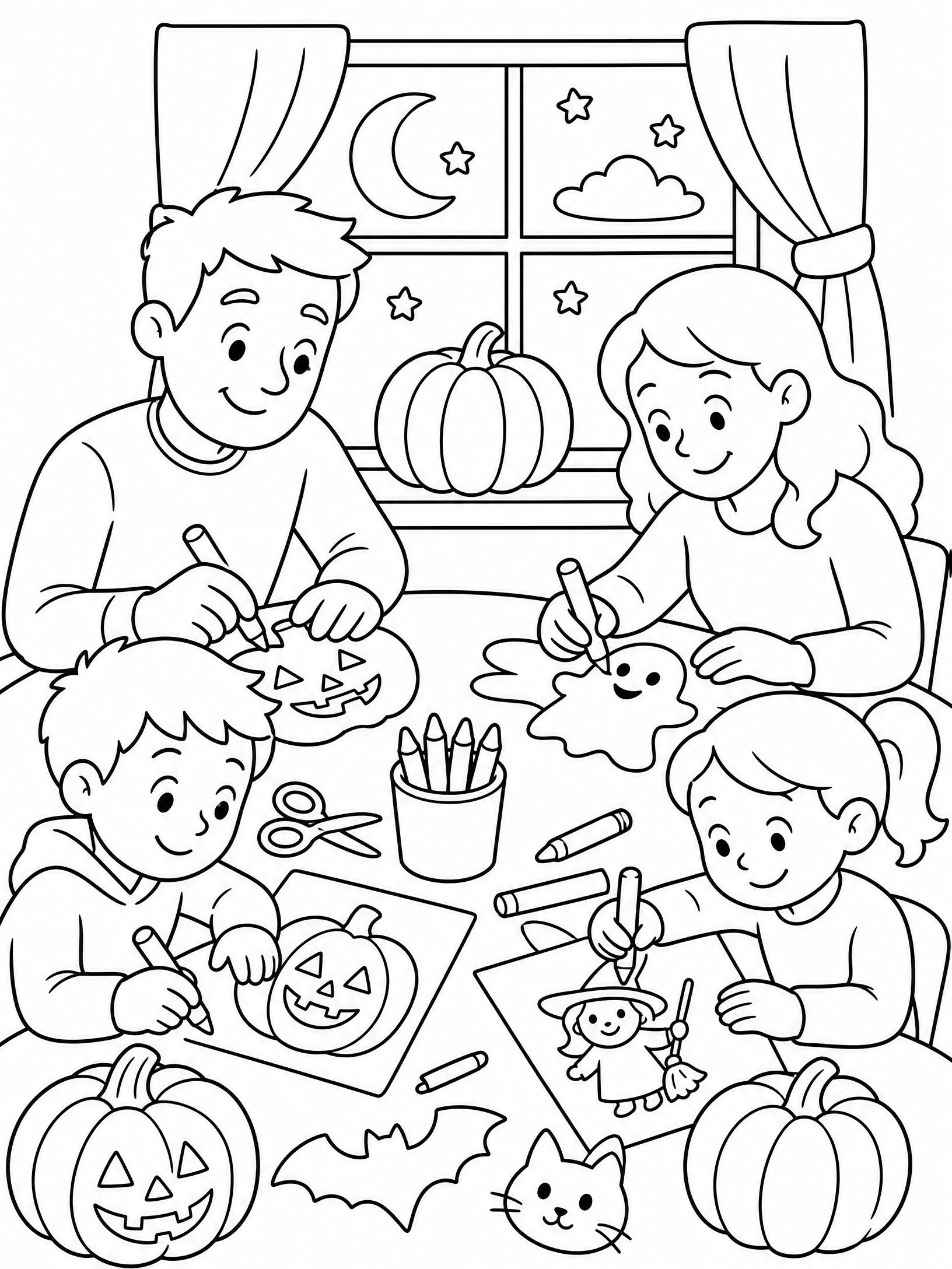 Halloween Family Night coloring page