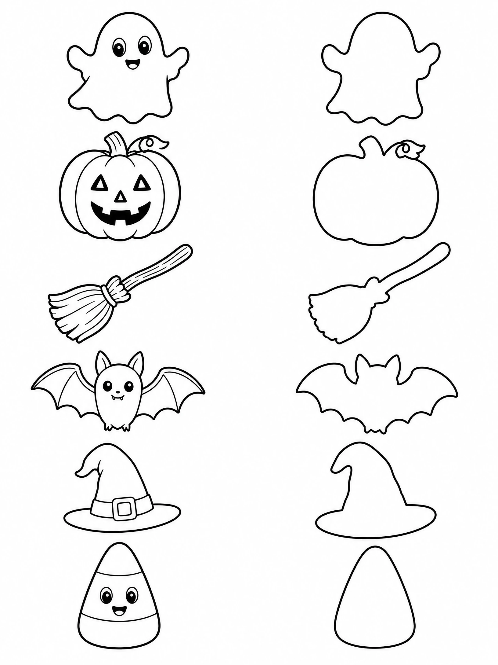 Halloween Match the Shadows coloring page