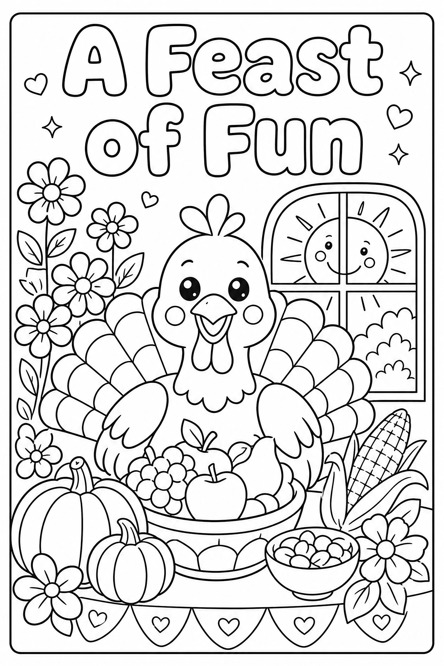 A feast of fun turkey coloring page for kids