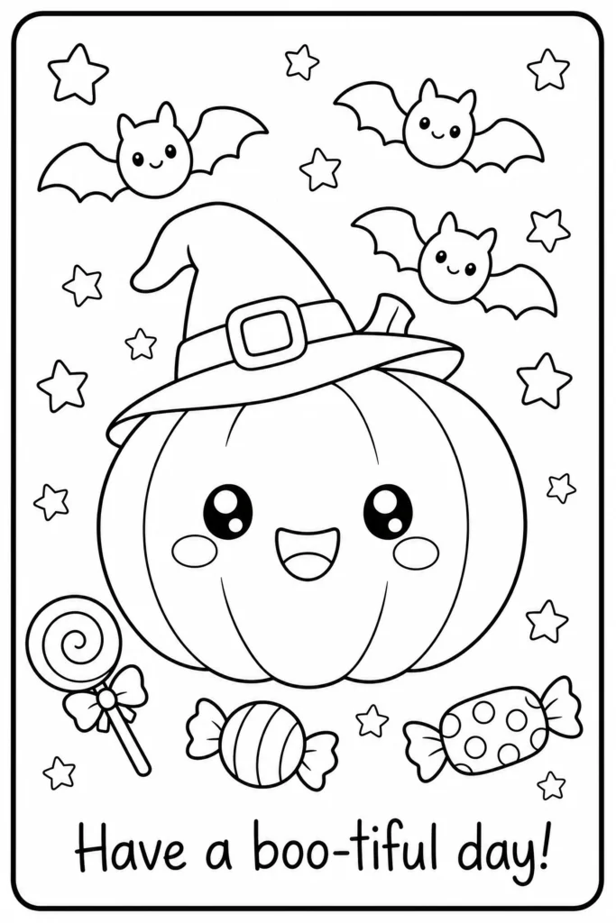 Have a boo-tiful day Halloween coloring page