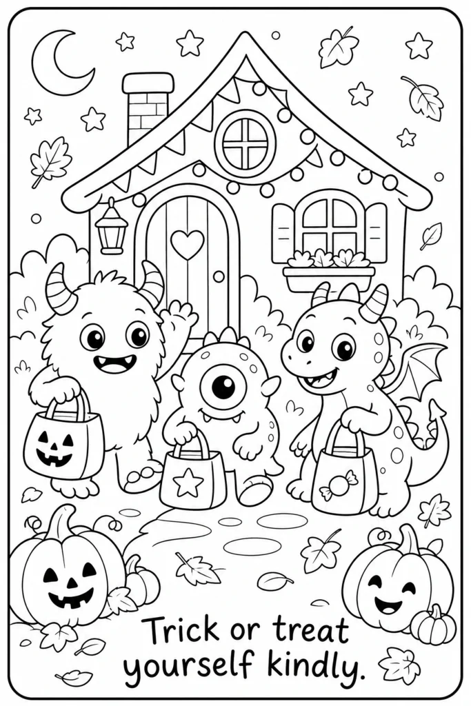 Trick or treat yourself kindly coloring page