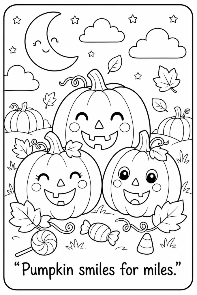 Pumpkin smiles for miles coloring page