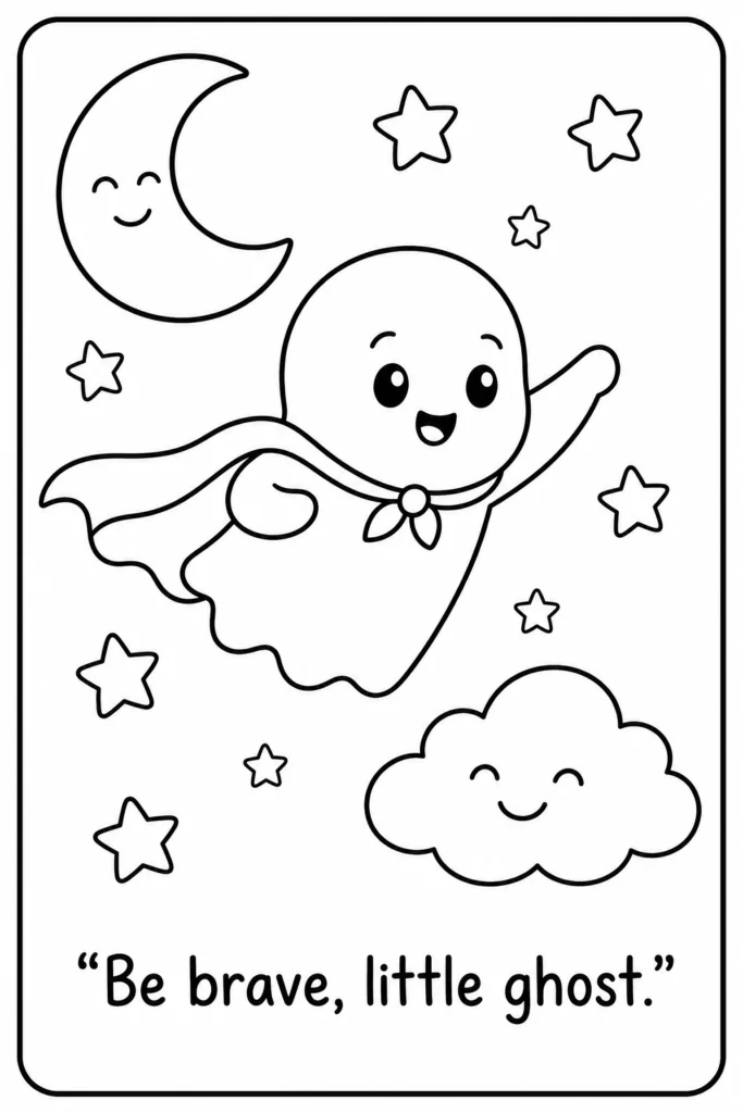Be brave little ghost Halloween coloring page
