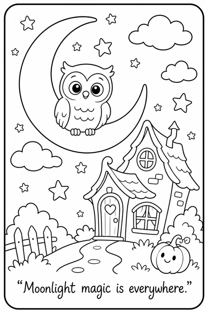Moonlight magic is everywhere coloring page