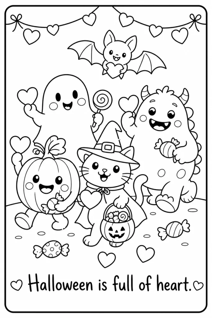 Halloween is full of heart coloring page
