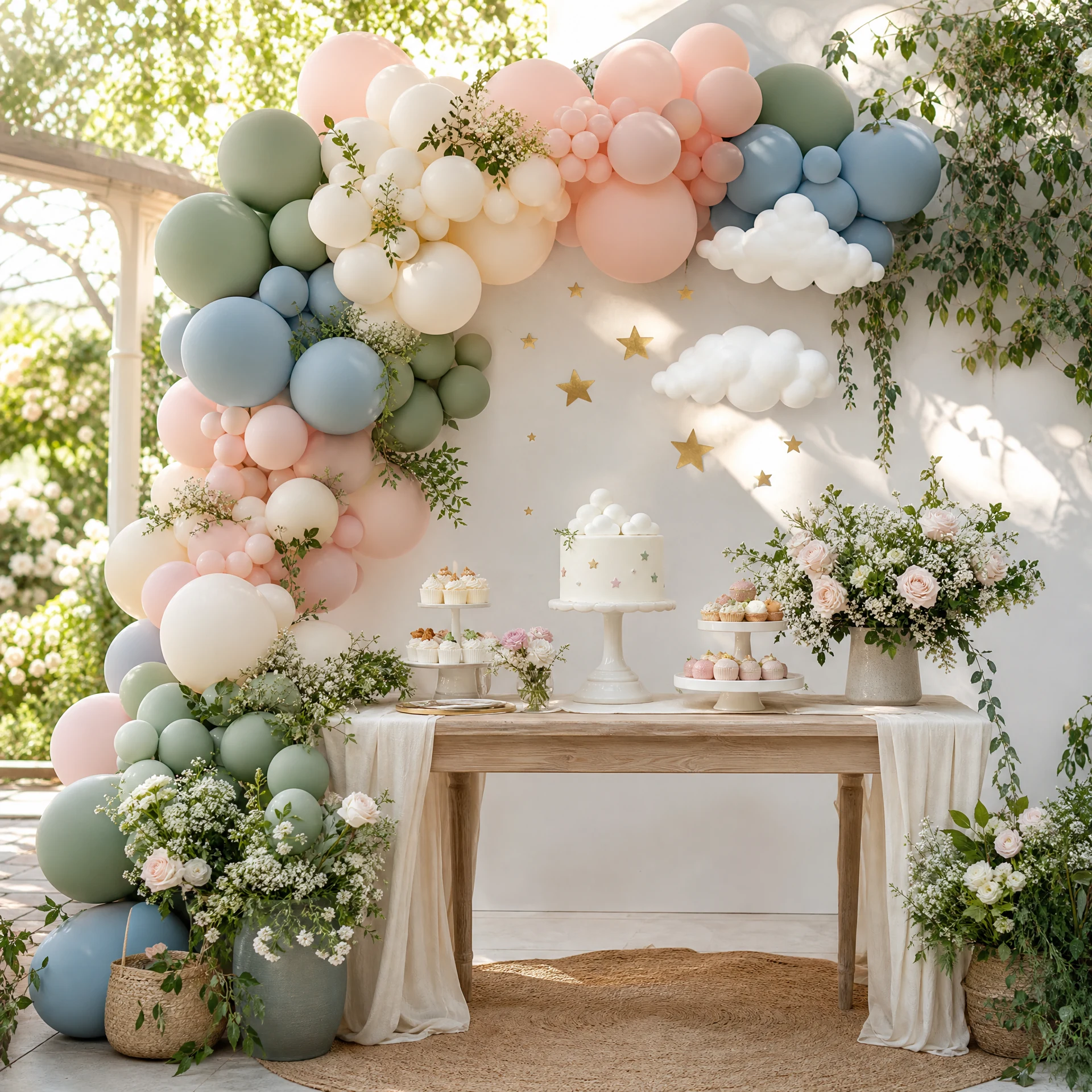 Pastel Baby on Board balloon arch