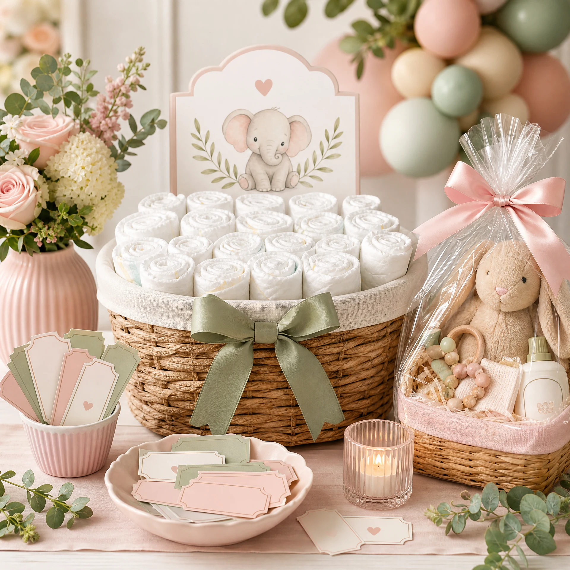 Baby shower diaper raffle display