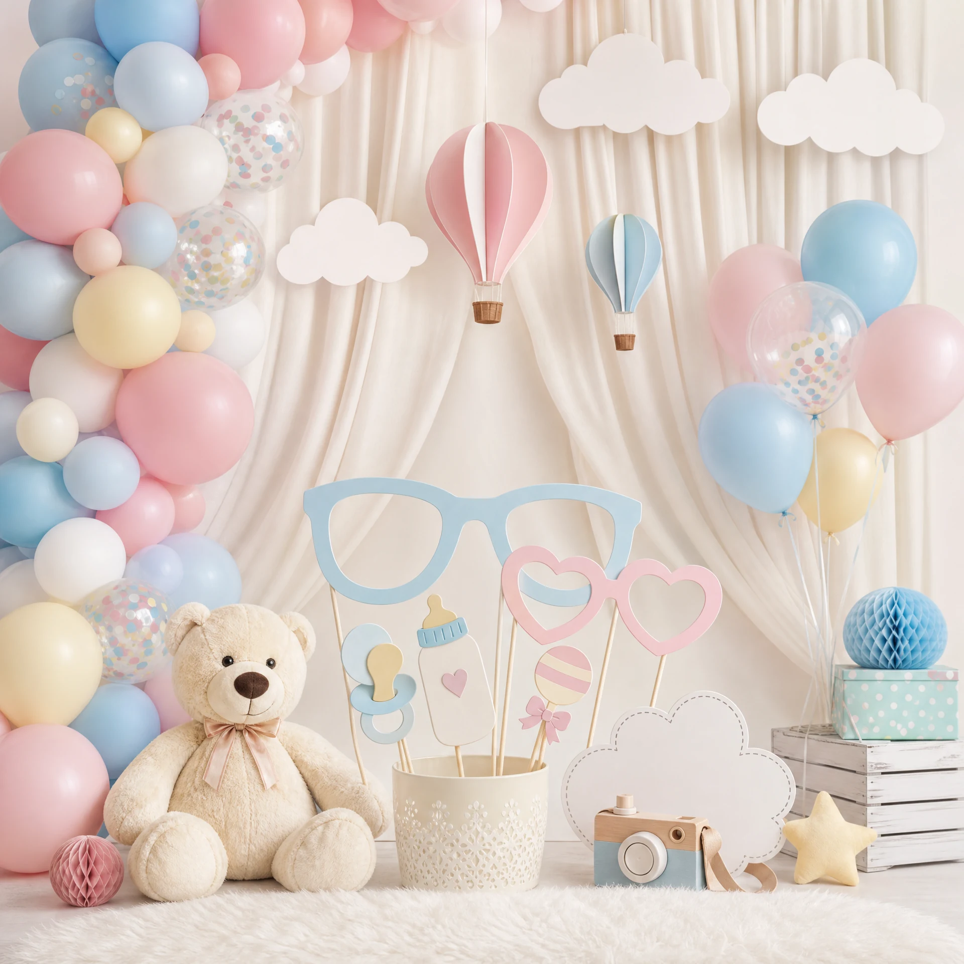 Baby shower photo booth corner