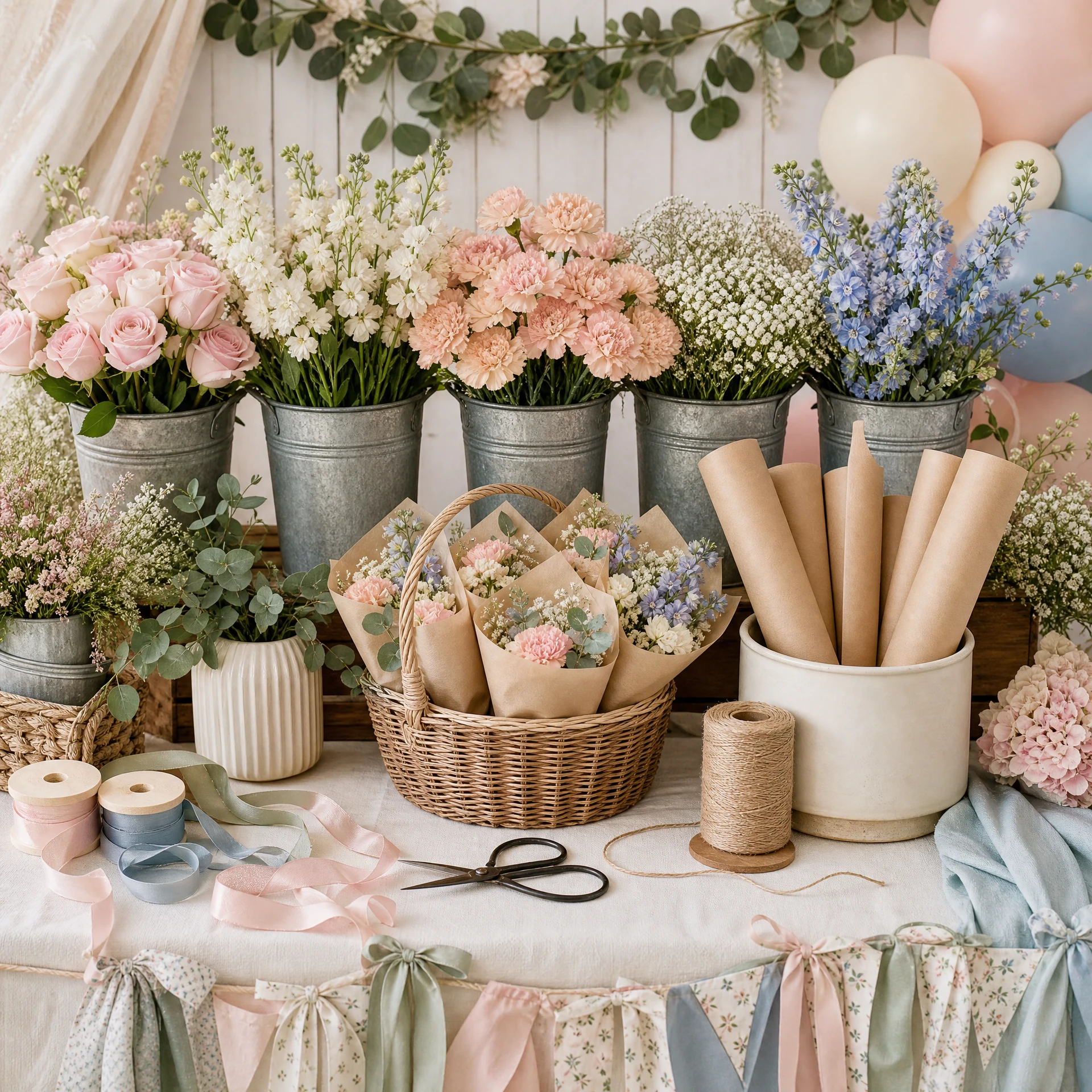 Build-your-own baby shower flower bar