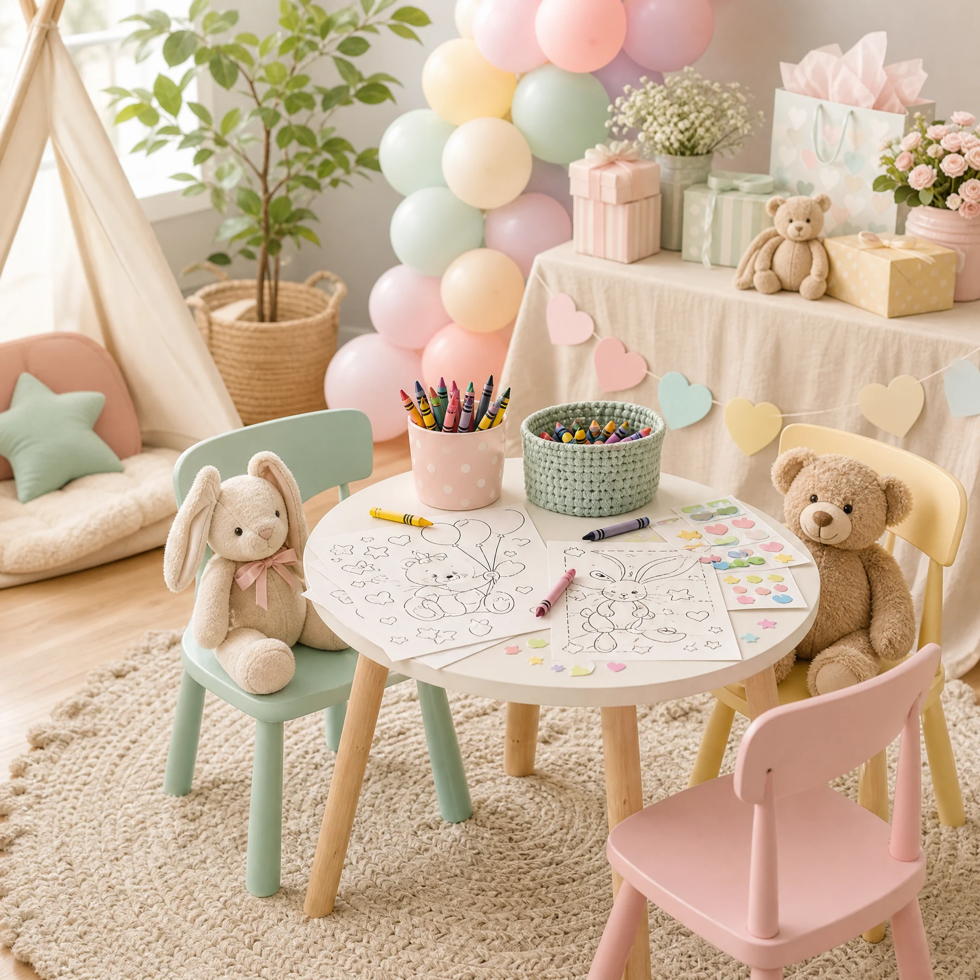 Big-sibling baby shower activity corner