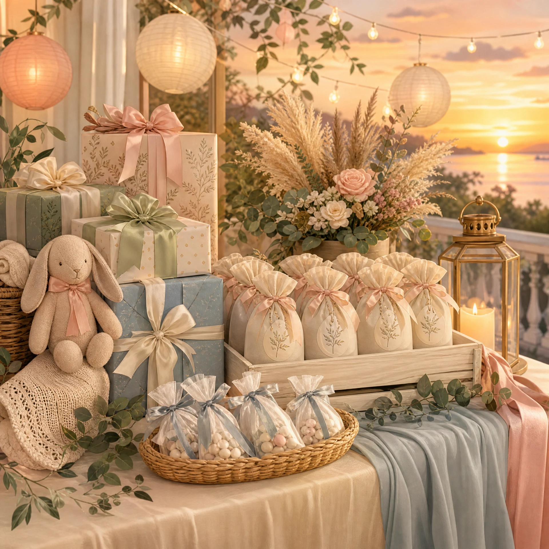 Baby shower sunset send-off table