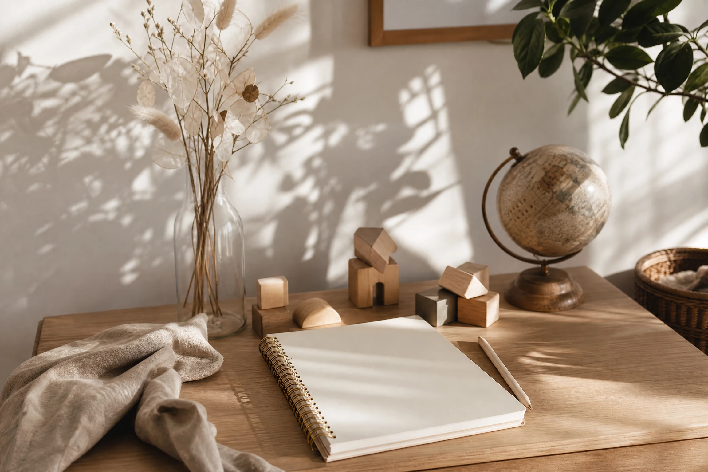 Nature-inspired baby-name list on a nursery desk