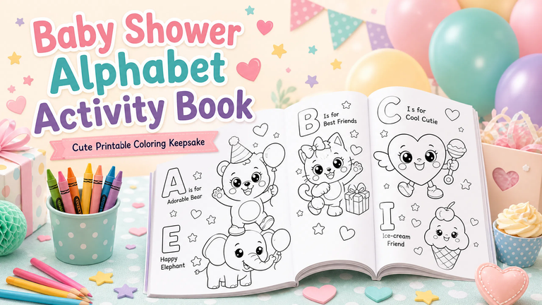 baby shower alphabet activity book