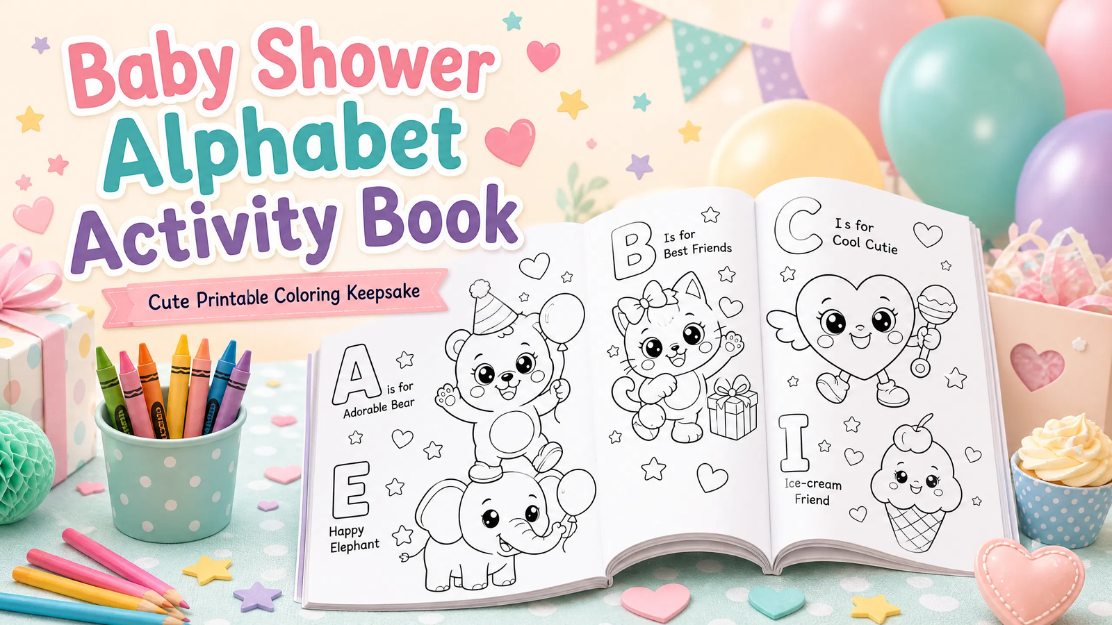 baby shower alphabet activity book