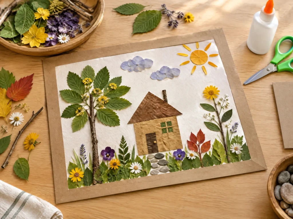 Nature collage frame craft