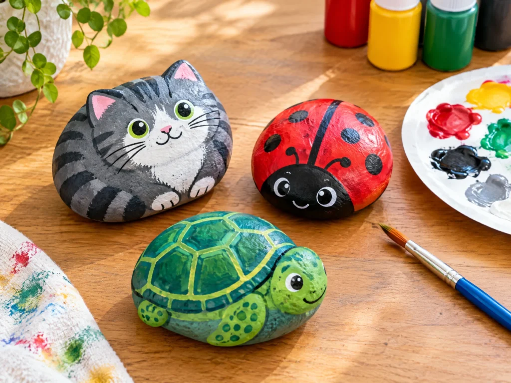 Painted pet rocks craft for kids