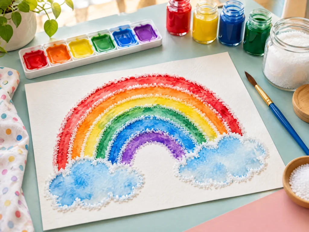 Salt-painting rainbow craft