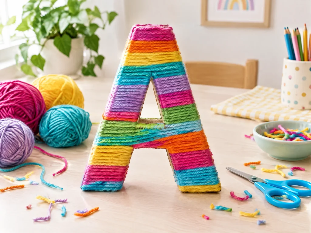 Yarn-wrapped initial letter craft
