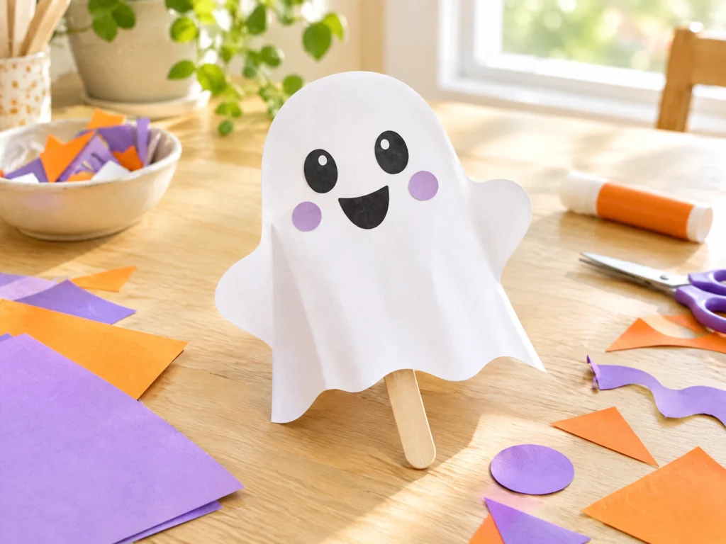 Friendly paper ghost craft for kids