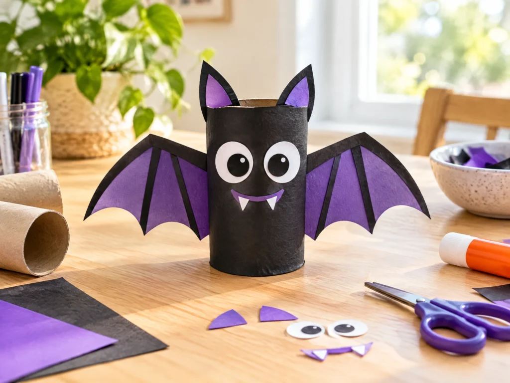 Cardboard tube bat craft for kids