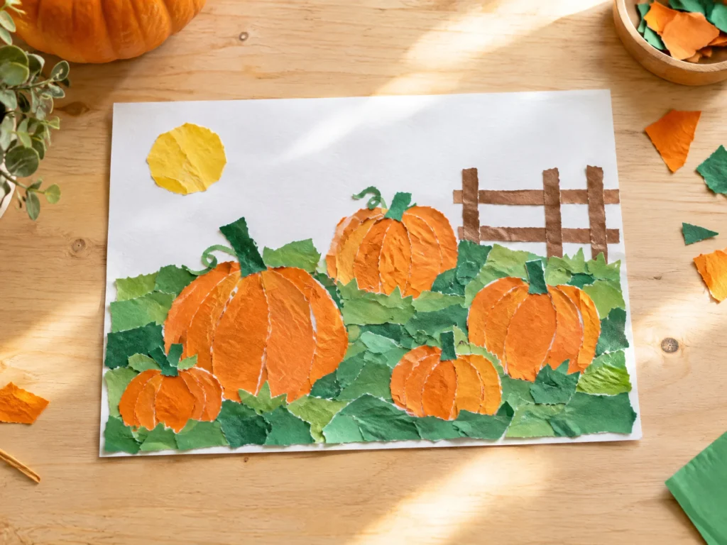 Paper pumpkin patch collage craft