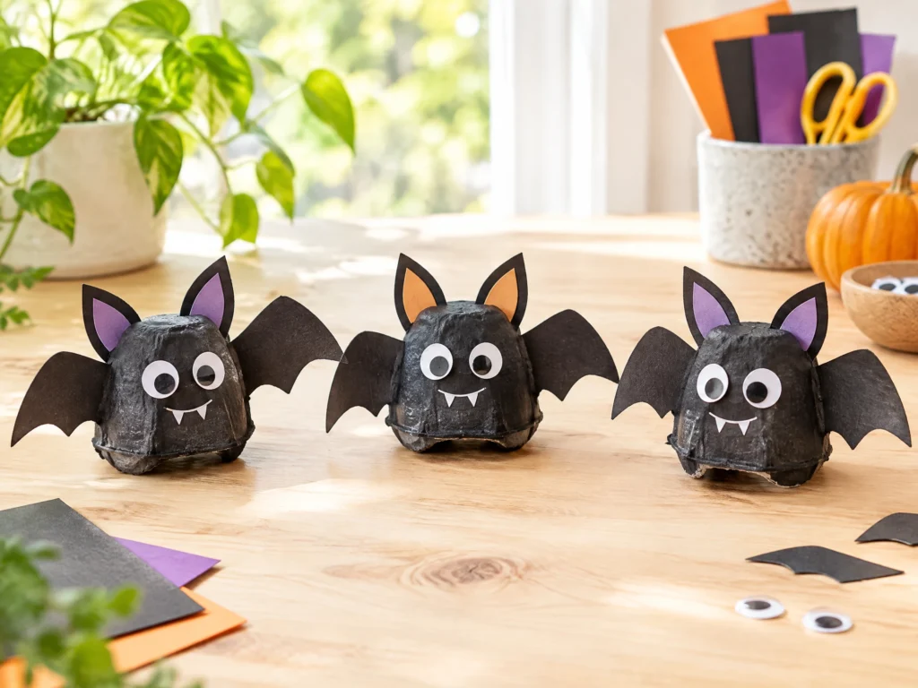 Recycled egg carton bat crafts