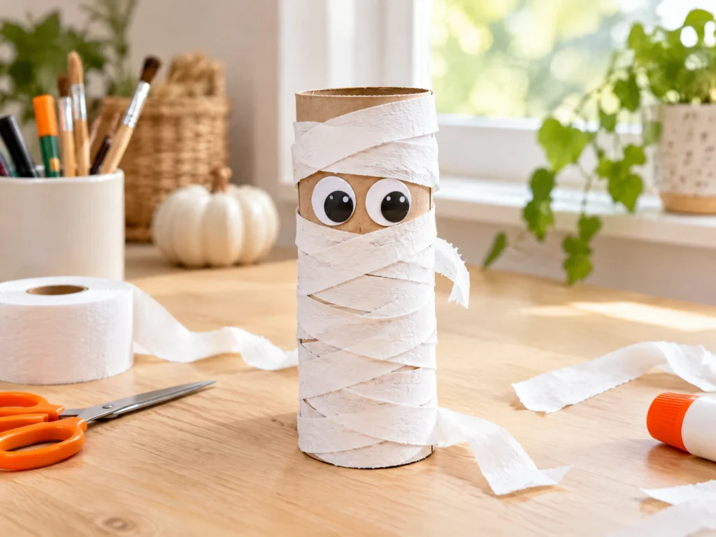 Toilet paper roll mummy craft