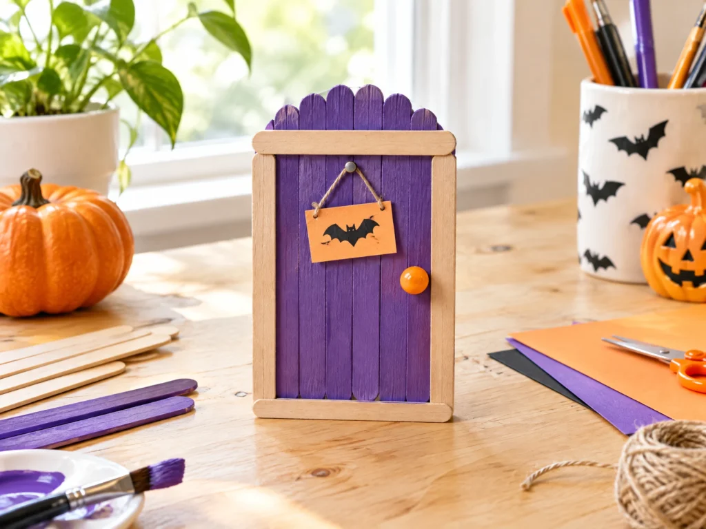 Popsicle stick Halloween door craft